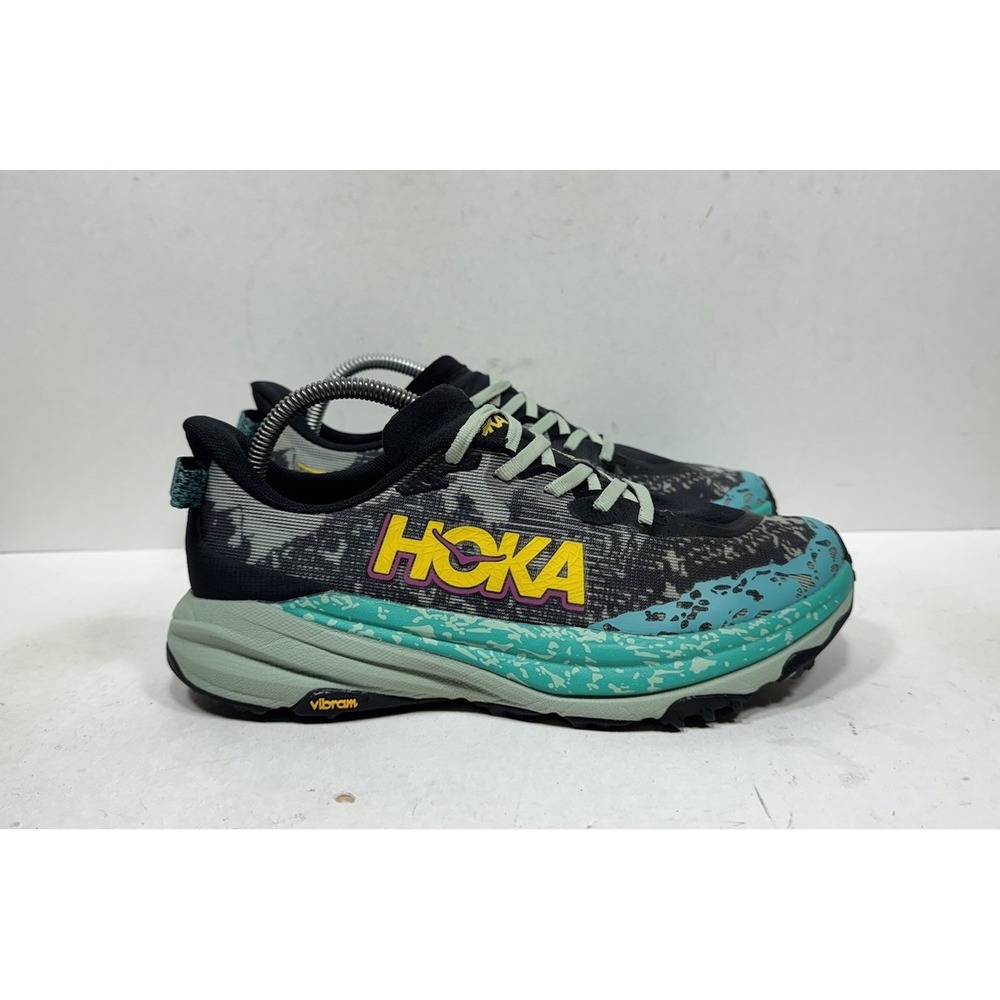 Hoka One One Speedgoat 6 Womens Size 9 B 1147811 BLVR Shoes Black Aloe Sneakers